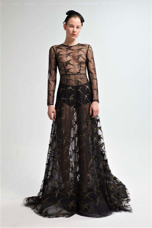 A-Line Long Sleeve Gown