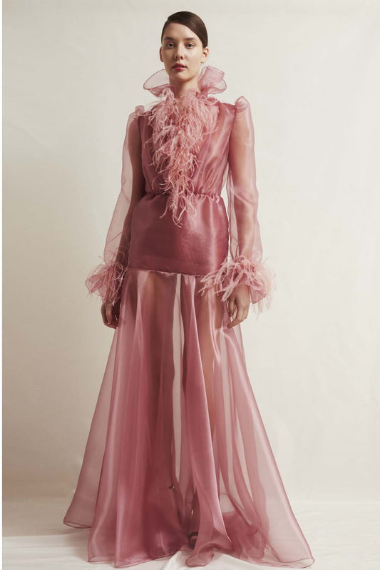 Anna Long Sleeve Organza Gown
