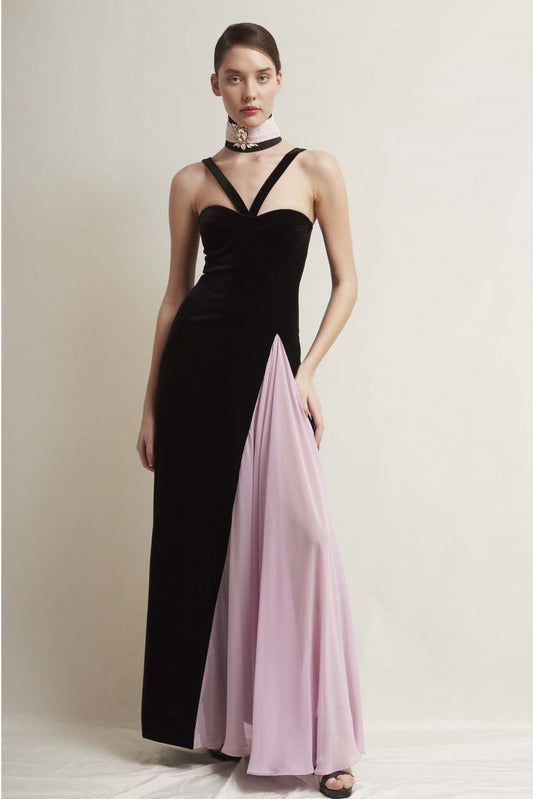 Doris Georgette Velvet Gown