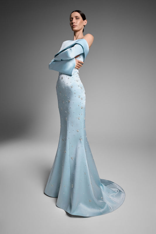 Crepe Satin Gown