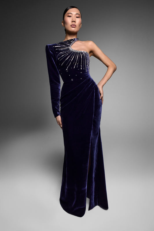 High Slit Velvet Gown