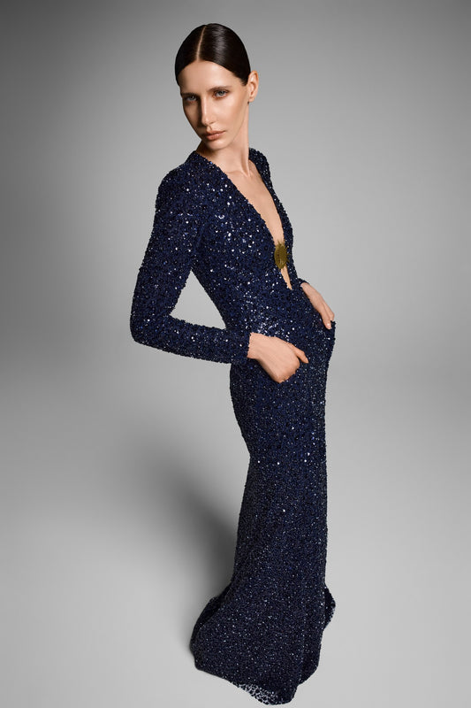 Flower Sequin Gown