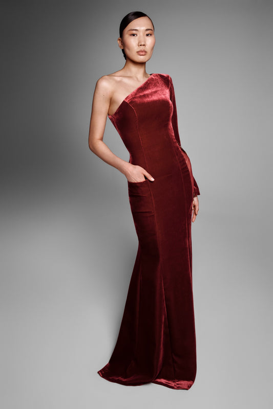 Asymmetrical Velvet Gown