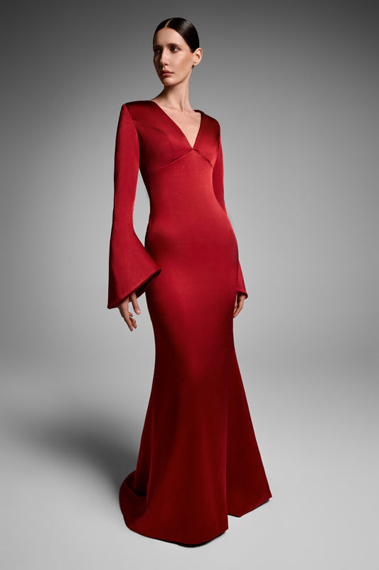 Open Back Flared Sleeve Gown