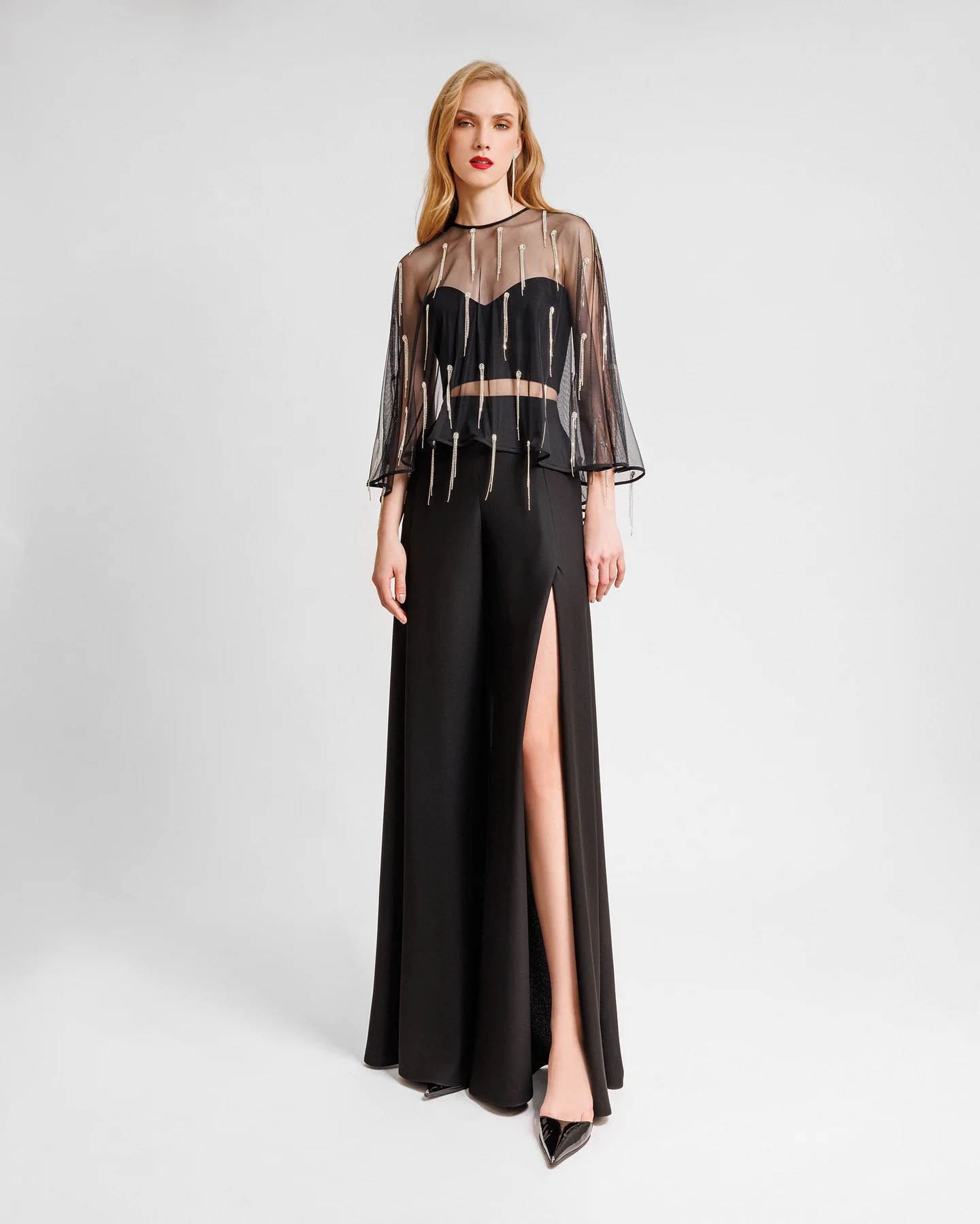 Top with Pants and Beaded Overlay