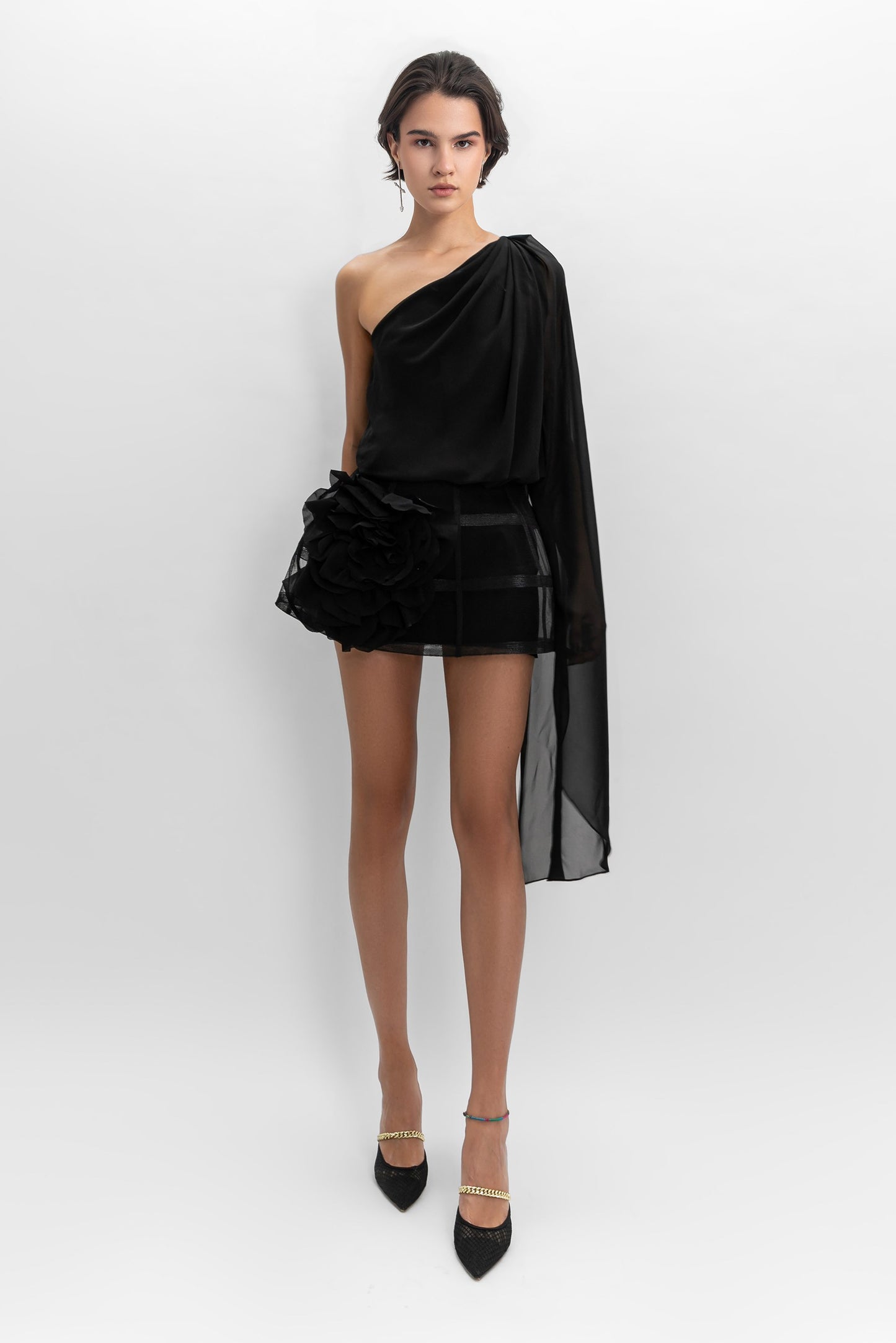 Chiffon Top and Cage-Like Skirt