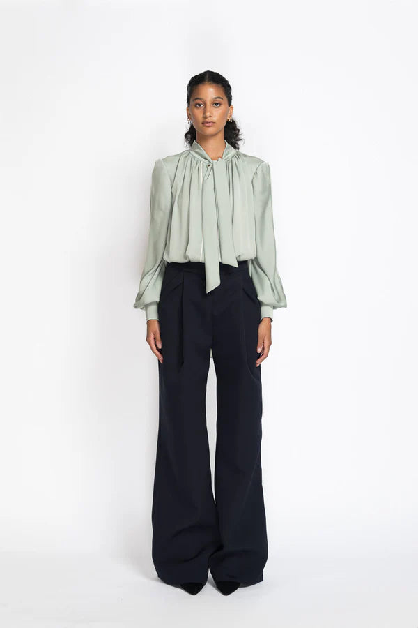 Navy Cady Front Pleat Trousers