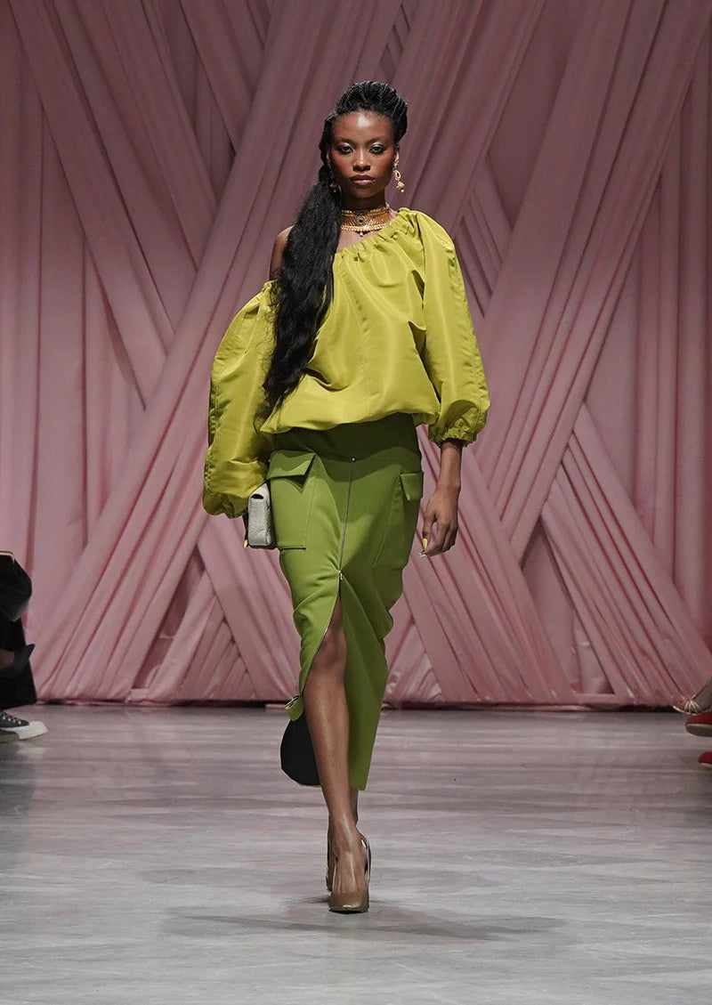 Olive Cady Cargo Pencil Skirt