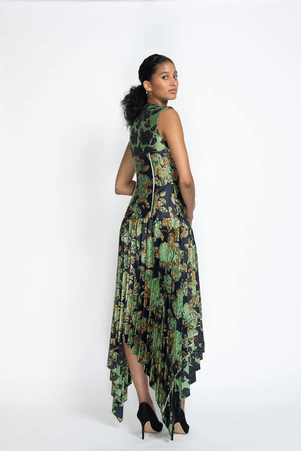 Gilded Grove Jacquard Dress