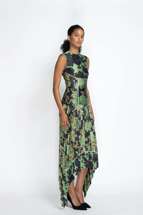 Gilded Grove Jacquard Dress