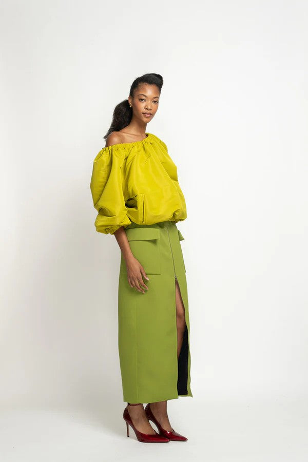 Olive Cady Cargo Pencil Skirt