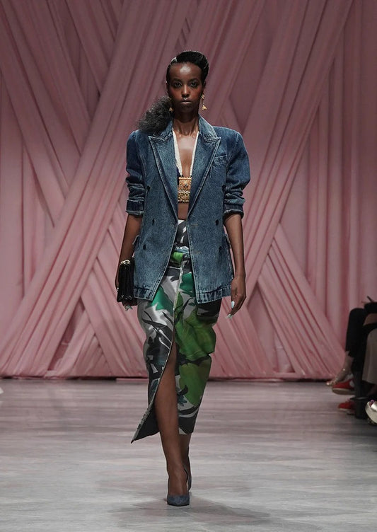 Lata Print Barathea Cargo Pencil Skirt