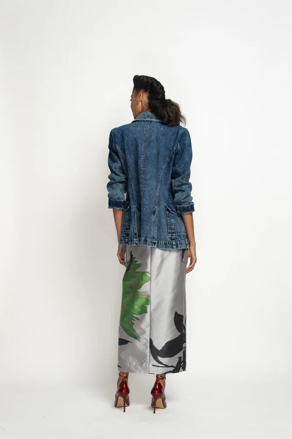 Lata Print Barathea Cargo Pencil Skirt