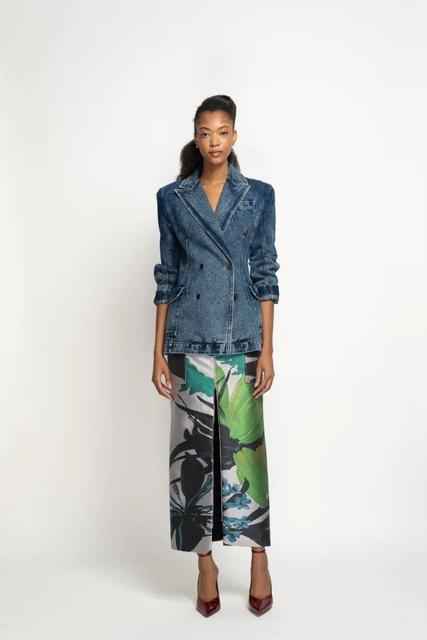 Lata Print Barathea Cargo Pencil Skirt