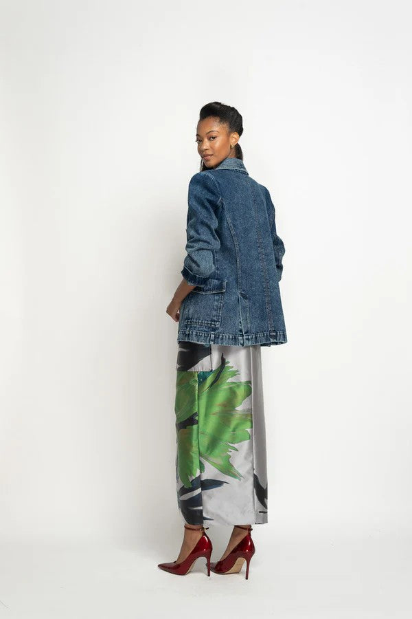 Lata Print Barathea Cargo Pencil Skirt