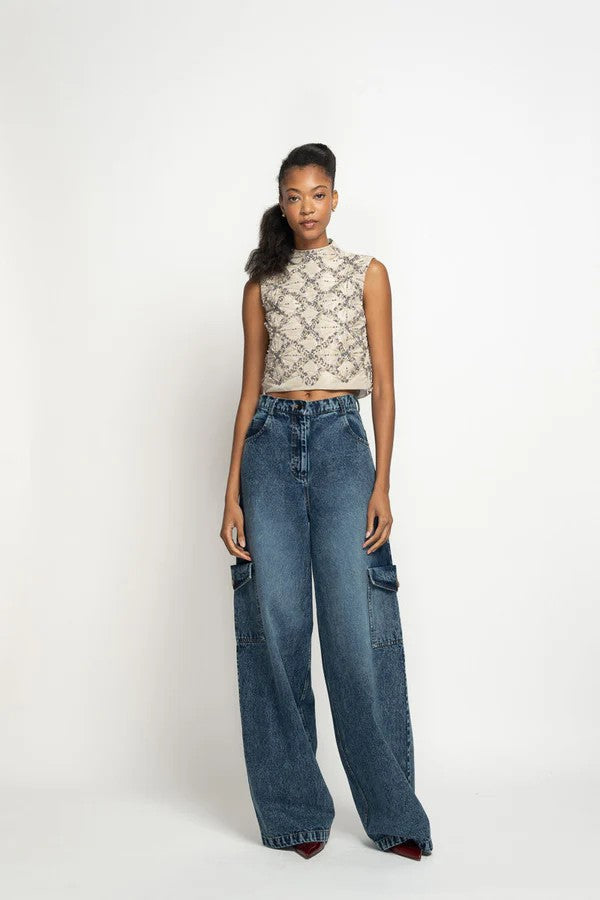 Indira Denim Cargo Trousers