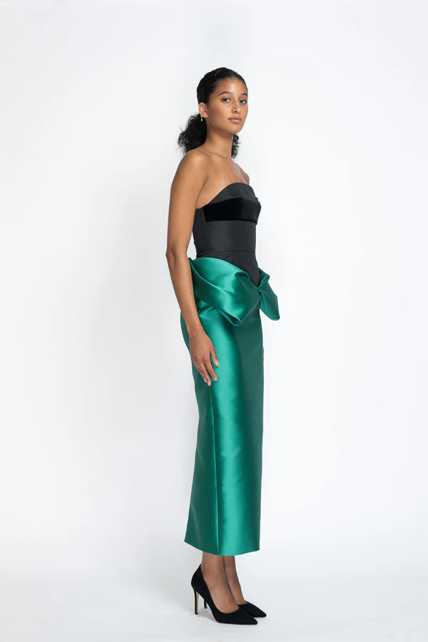 Bustier Cocktail Dress with Mikado Petal Skirt