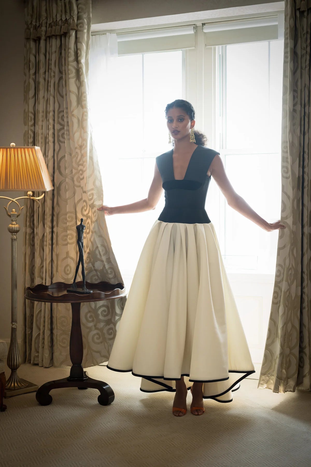 Faille Dress with Dropped Waist