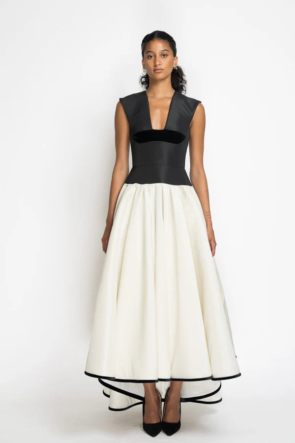 Faille Dress with Dropped Waist