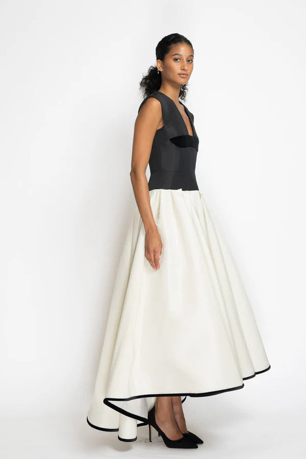 Faille Dress with Dropped Waist