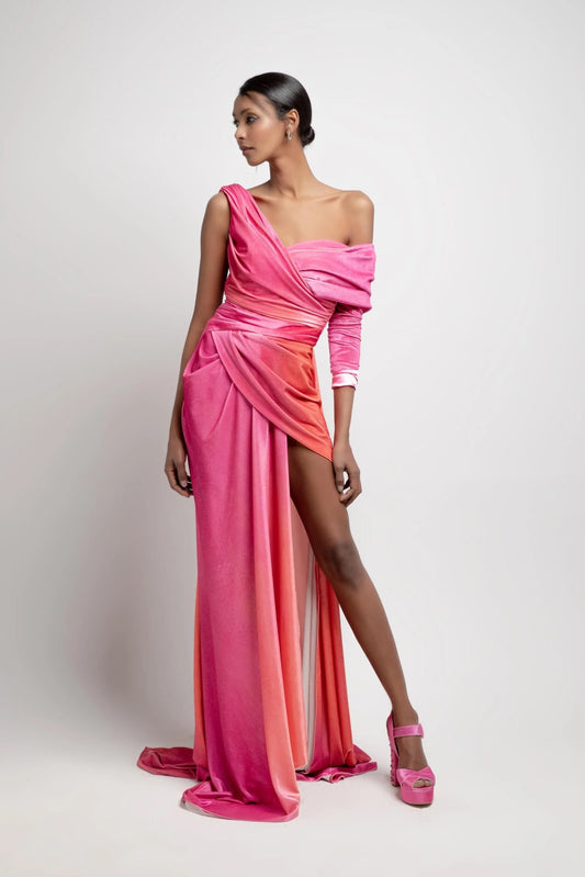 Asymmetrical Slit Gown