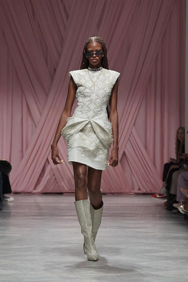 Ivory Faille Mini Dress