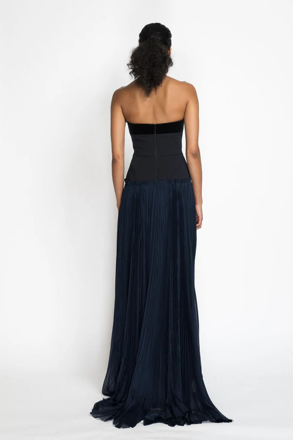 Cady And Velvet Gown With Silk Chiffon Skirt
