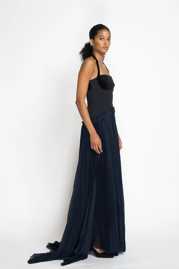 Cady And Velvet Gown With Silk Chiffon Skirt