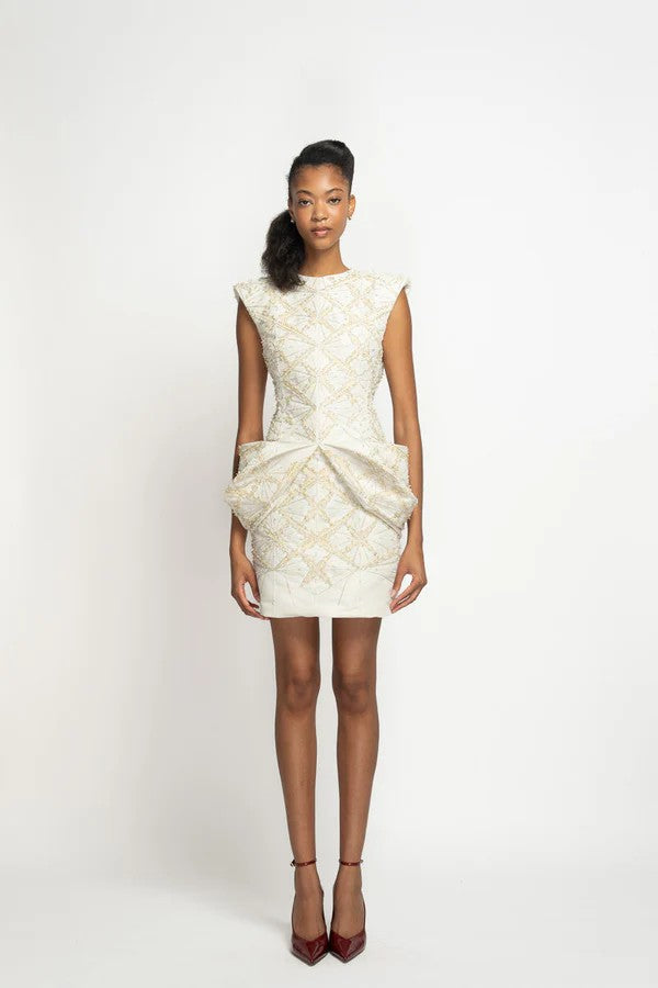 Ivory Faille Mini Dress