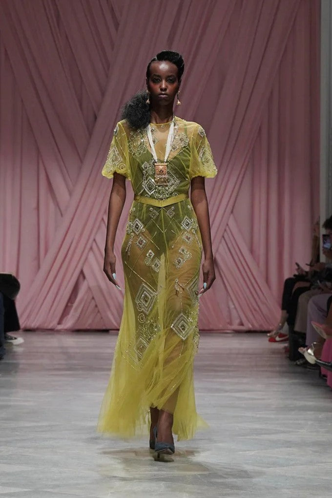 Chartreuse Tulle Dress