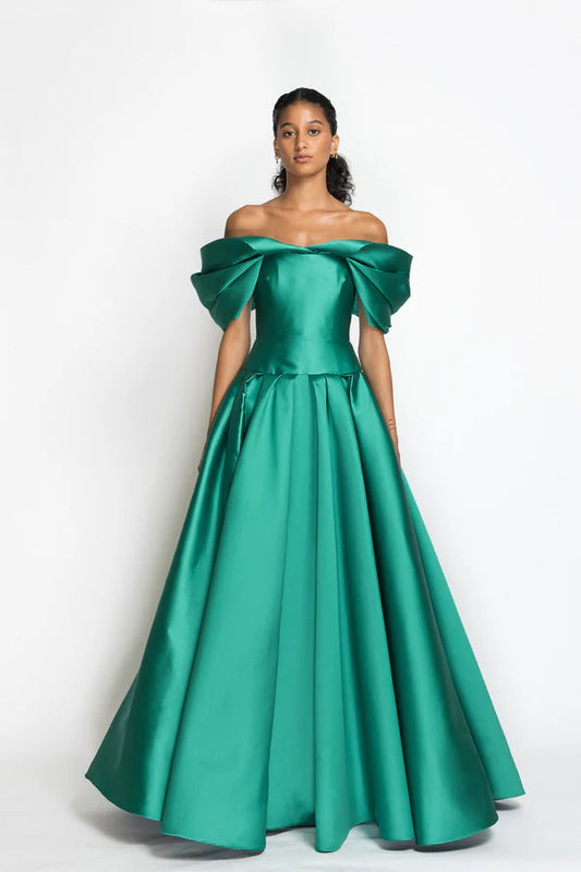 Lagoon Blue Mikado Ball Gown