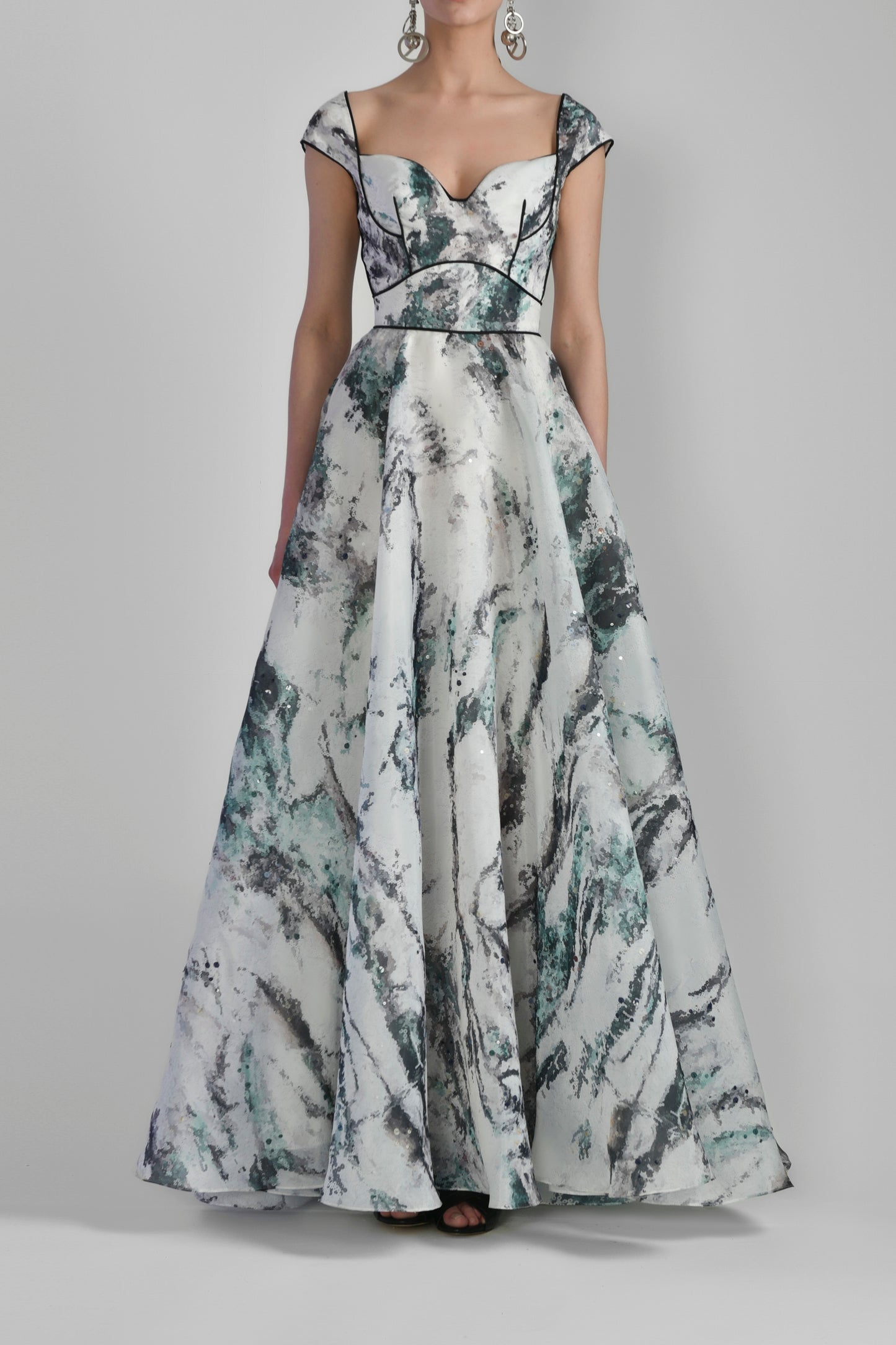 Printed Gazar Gown
