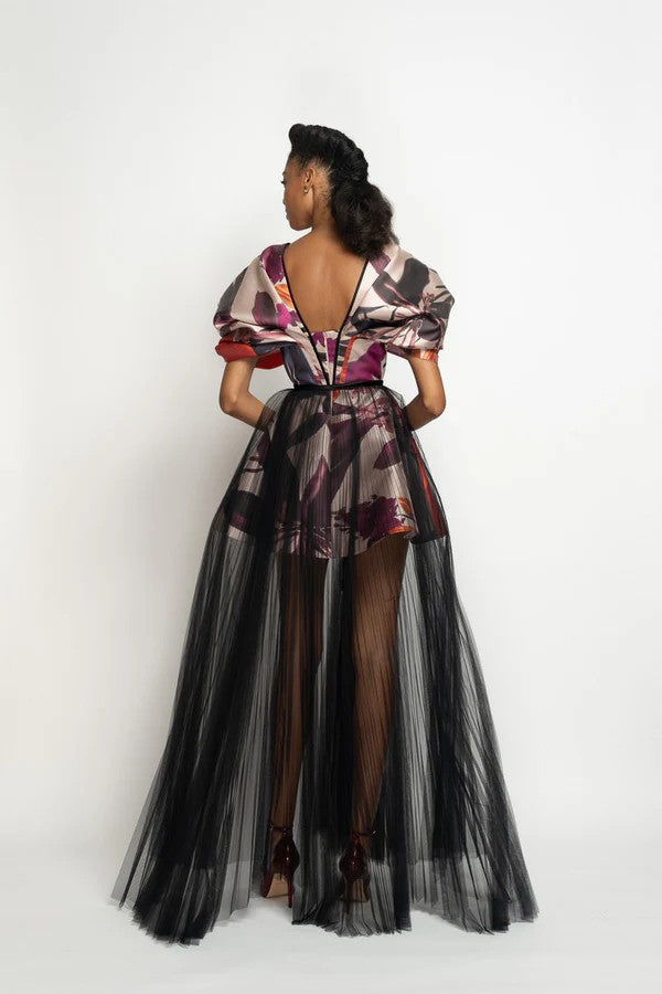 Rose & Red Lata Print Barathea Gown