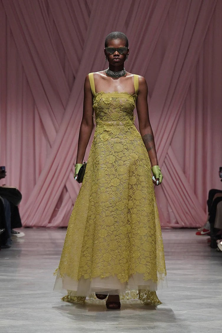 Chartreuse Smita Lace Gown