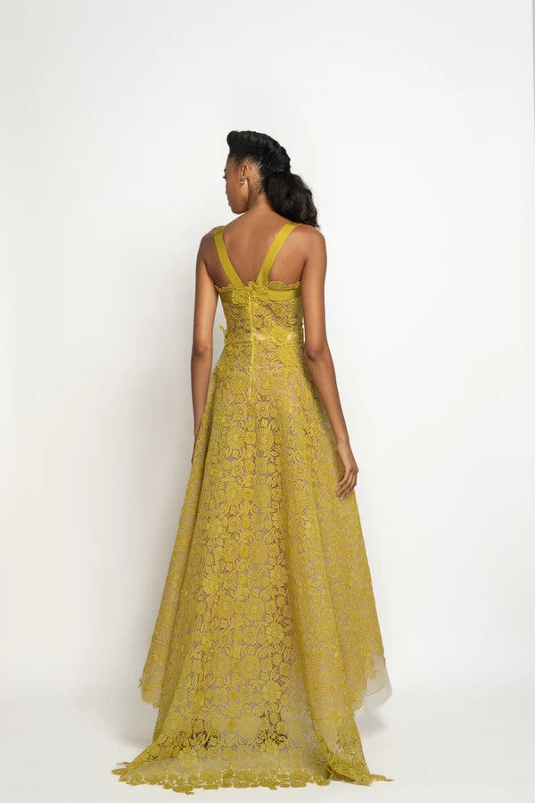 Chartreuse Smita Lace Gown
