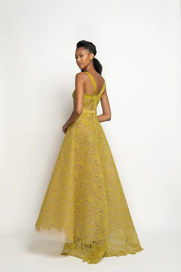 Chartreuse Smita Lace Gown