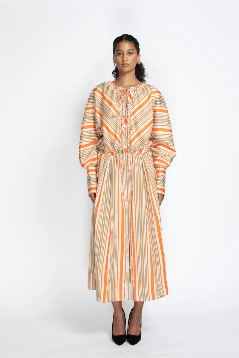 Striped Twill Kimono Tunic Dress