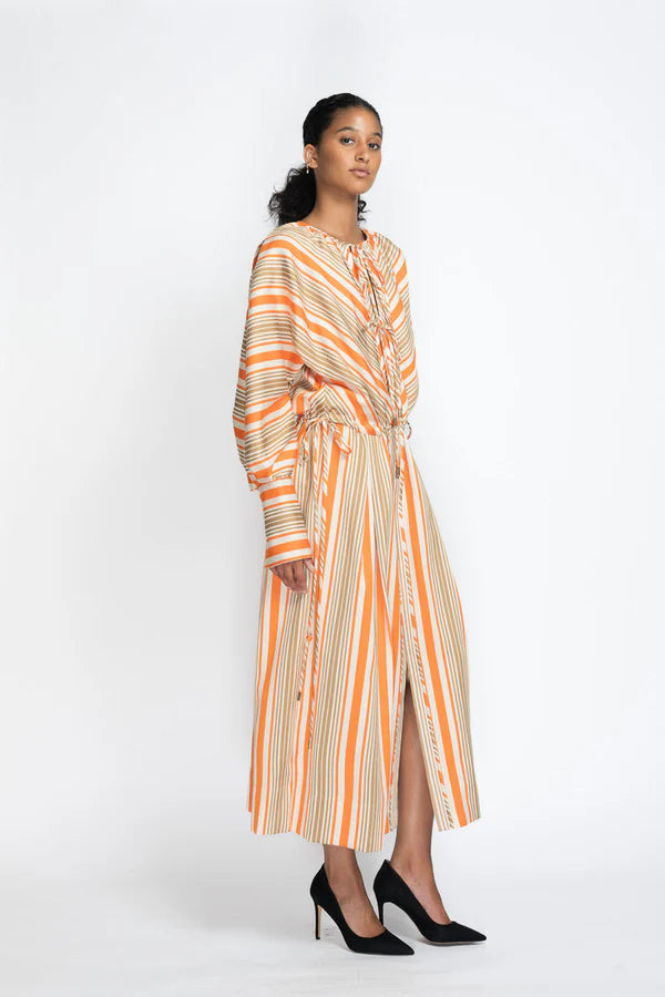 Striped Twill Kimono Tunic Dress