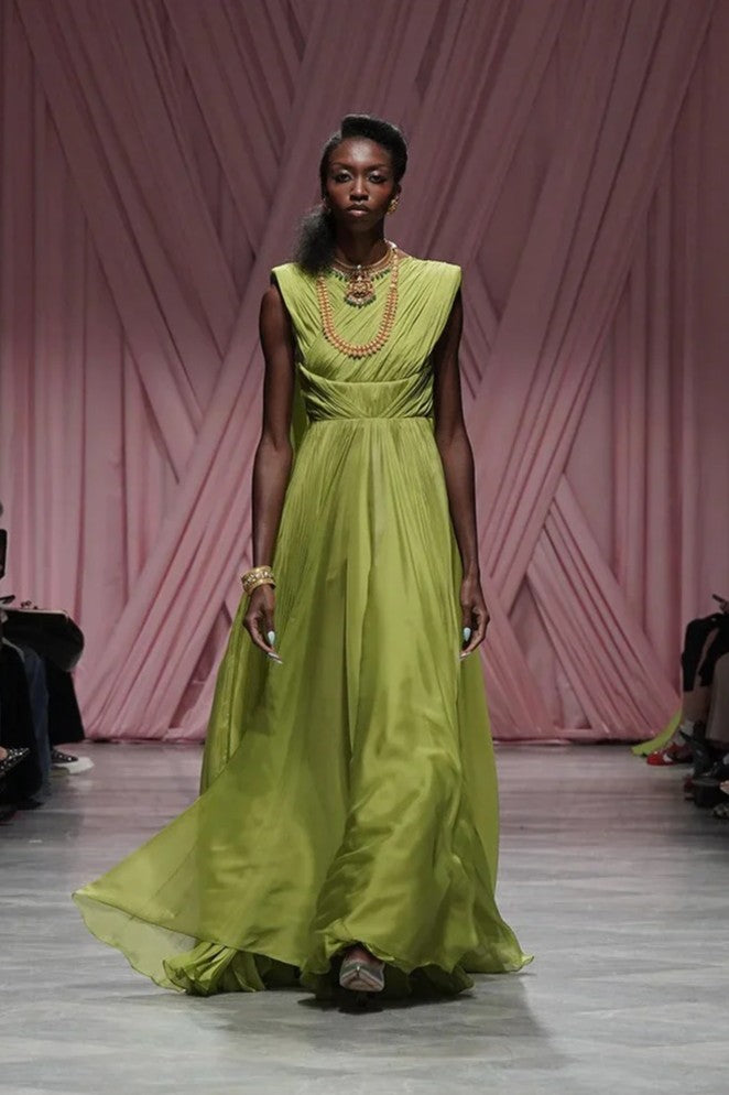 Parrot Silk Mousseline Gown