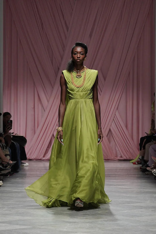 Parrot Silk Mousseline Gown