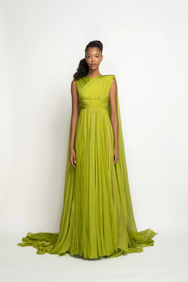 Parrot Silk Mousseline Gown