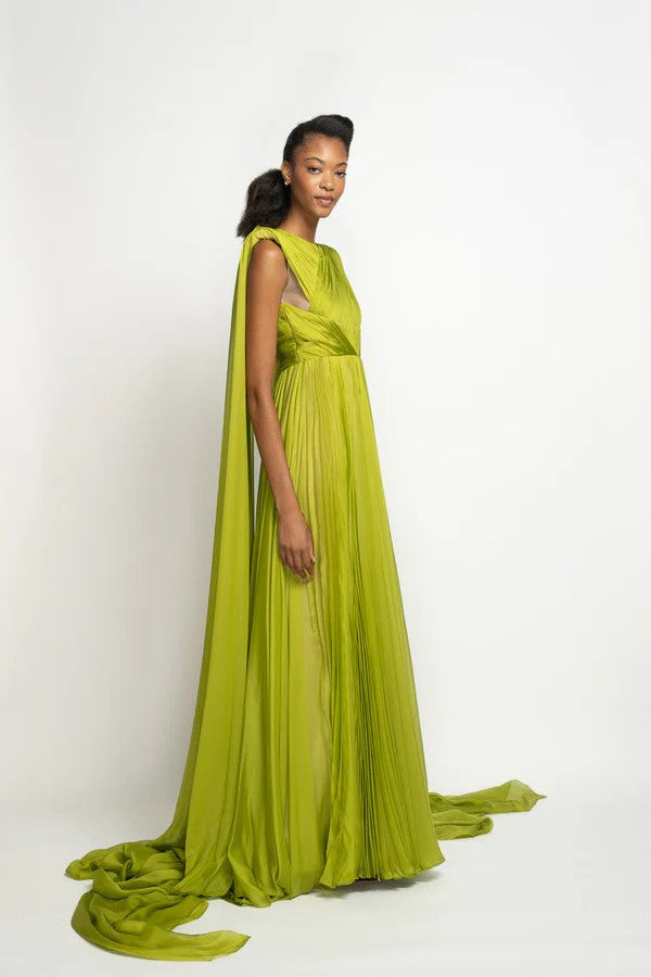 Parrot Silk Mousseline Gown