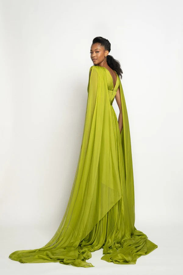Parrot Silk Mousseline Gown