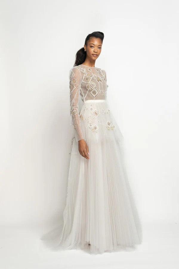 Ivory Embroidered Tulle Gown