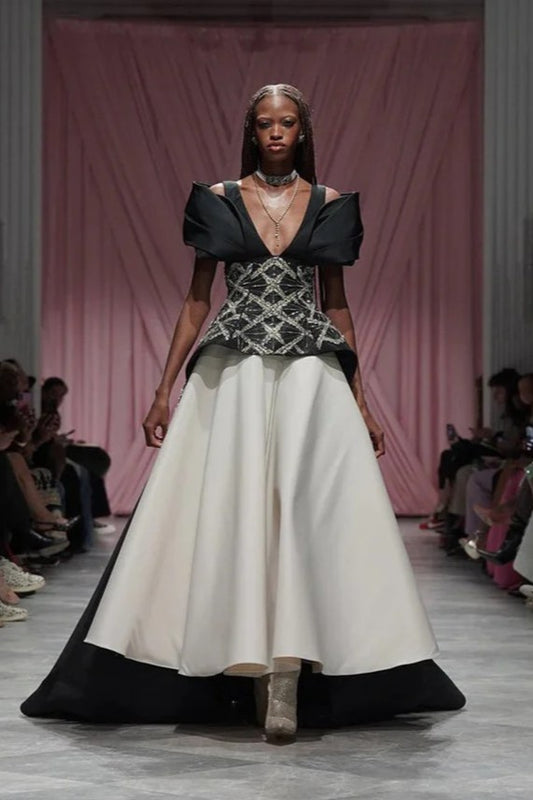 Moulded Sleeve Peplum Gown