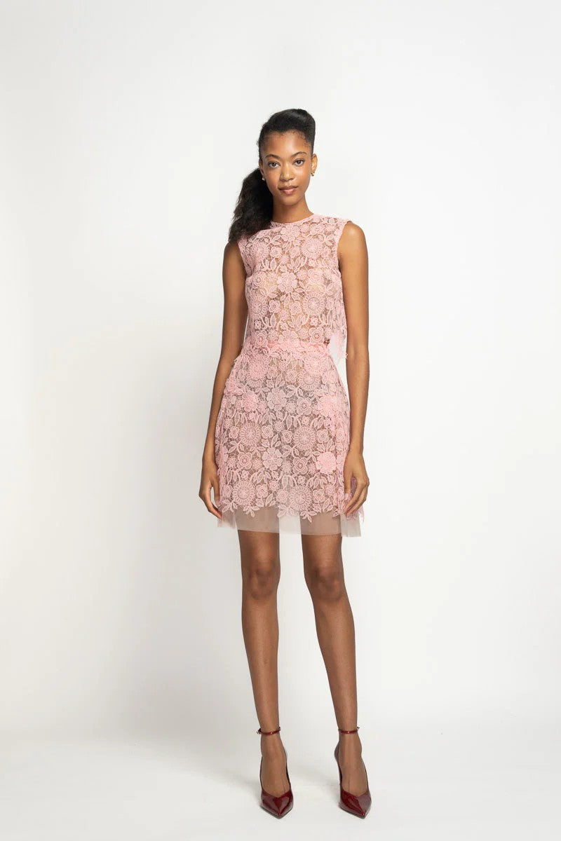 Blossom Pink Smita Lace Cropped Top