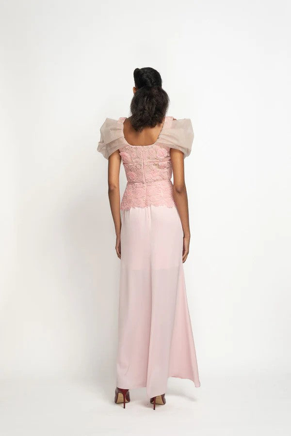 Blossom Pink Satin Crepe Sari Skirt