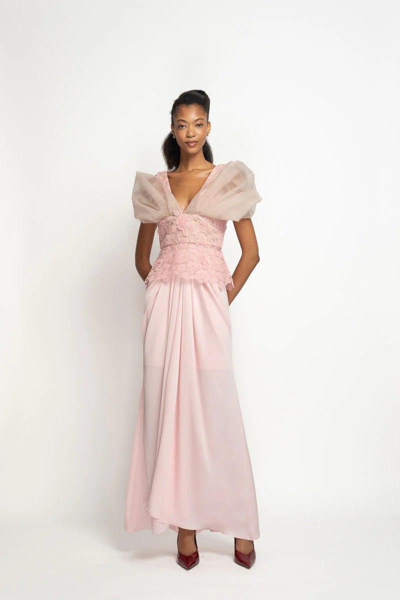 Blossom Pink Satin Crepe Sari Skirt