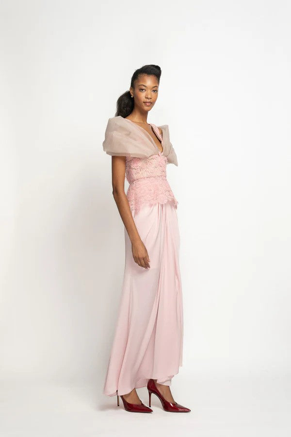 Blossom Pink Satin Crepe Sari Skirt