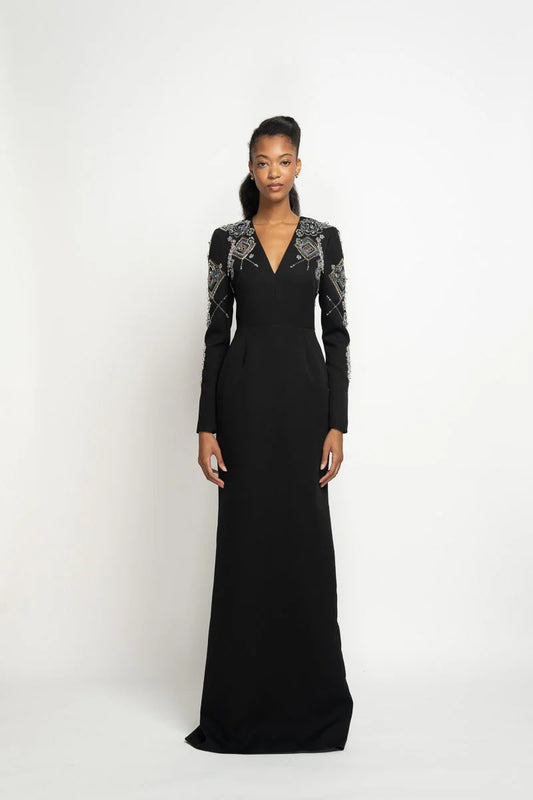 Onyx Cady Column Gown